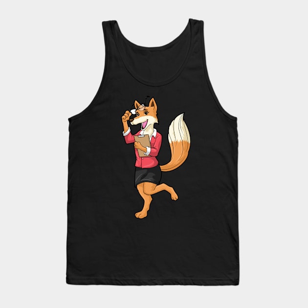 Beautiful fox as a secretary with glasses & notebook Tank Top by Markus Schnabel